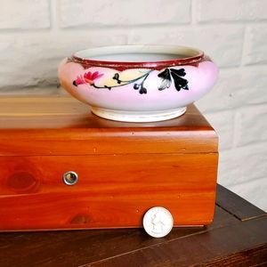 China bowl, VTG, handpainted, pink